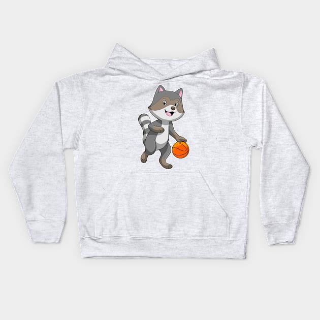 Racoon as Basketball player with Basketball Kids Hoodie by Markus Schnabel